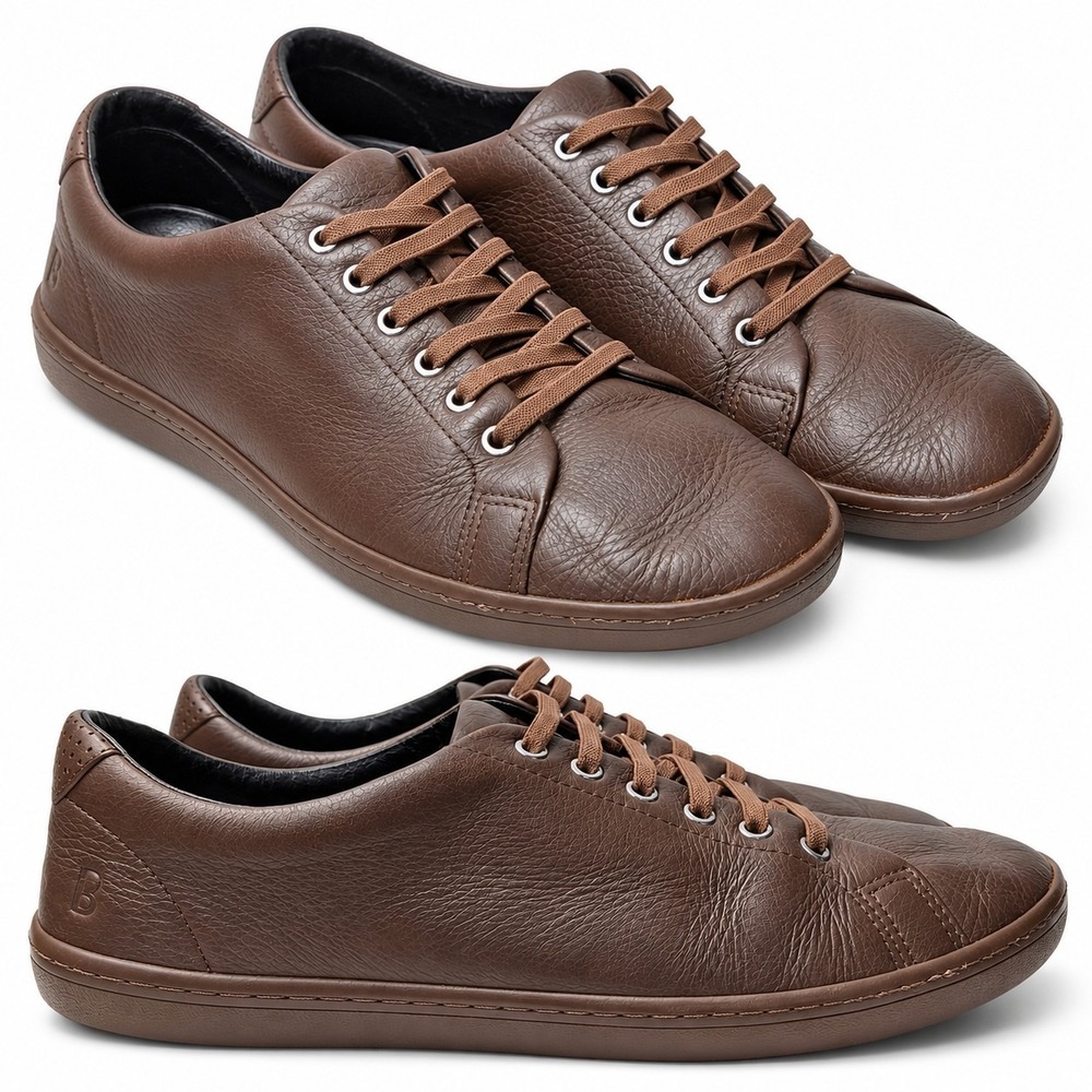 BIRCHBURY Bramfords Barefoot Sneaker Sz Mens/10 Women/11.5 Brown Pebbled Leather